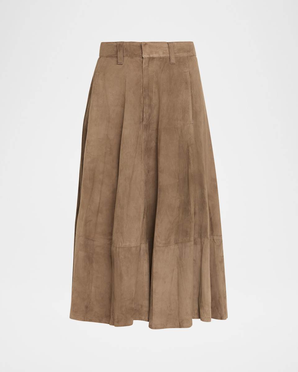 Suede Midi Circle Skirt